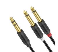 6.35 mm to 2 x 6.35 mm Câble, Plaqué Or Série Audiowave 6.35mm (1/4 Pouce) Mâle TRS à Double 6.35mm (1/4 Pouce) Mâle TS Câble d'insertion Mono Adaptateur Audio stéréo Y Splitter Câble