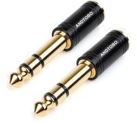 6.35 To 3.5 Stereo Jack Adapter,1/8 Male To 1/4 Female Pure Copper Audio Jack Adapter For Headphone Amplifier 2 Pack-Black