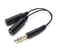 6.35mm fiche mâle à 2 x connecteur femelle 1/4 ""TRS connecteur audio stéréo câble d'enceinte,distributeur Y câble audio plaqué or,6.5 tour double 6.5 mère (0.2M)