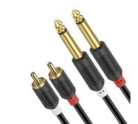 6.35mm Jack to RCA Cable 1.8 m,Gold Plated Audiowave Stereo Audio Cable,Double Cinch Male to 2 x Jack 6.35 Connector Adapter for Speakers,Audio Systems,Amps