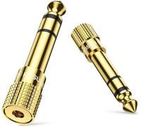 6.35mm Male To 3.5mm Female Jack Adapter (2 Pack),6.35 3.5 Jack Adapter,Gold Plated Stereo Jack Adapter For Headphones,Piano,Amplifier,Tablet Etc