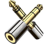 6.35mm Male To 3.5mm Female Stereo Jack Adapter,3.5mm To 6.35mm Gold Plated Adapter For Guitar Cord,Mobile Phone,Desktop,Laptop (2 Pack)