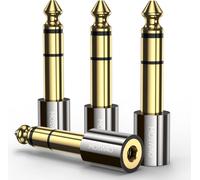 6.35mm Male To 3.5mm Female Stereo Jack Adapter,3.5mm To 6.35mm Gold Plated Adapter For Guitar Cord,Mobile Phone,Desktop,Laptop (4 Pack)