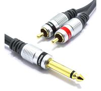6.35mm Mono Jack to 2x RCA Cable 3m Double Cinch Male to Jack 6.35 Connector Adapter