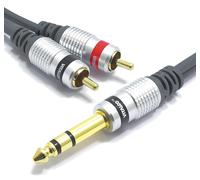 6.35mm Stereo Jack to 2X RCA Cable 1.5m Double Cinch Male to Jack 6.35 Connector Adapter