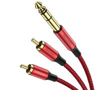 6.35mm to 2 RCA 2M,6.35mm Male TRS to 2 RCA Male Stereo Audio Adapter,Gold Plated Cable Shell Compatible with Electronic Guitar,DVD Player,TV etc.[Y38]