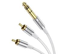 6.35mm to 2 RCA 3M,6.35mm Male TRS to 2 RCA Male Stereo Audio Adapter,Gold Plated Cable Shell Compatible with Electronic Guitar,DVD Player,TV etc.[Y102]