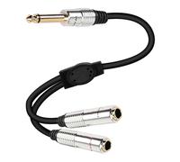 6.35mm TS Guitarra Señal de Audio Y Splitter Cable, 1/4 ""macho a doble mono 1/4"" adaptador hembra con oro chapado en OFC HiFi TS Altavoz Auriculares Cable de extensión-50cm