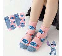6/4/2 paires de chaussettes en polaire de corail épaisses et antidérapantes avec motif Stitch Disney authentique pour filles, chaussettes de nuit douces et moelleuses, design de Stitch de dessin animé