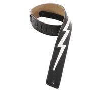 6,4cm Cuir Avec Coutures Motif Eclair Dos En Daim - Black