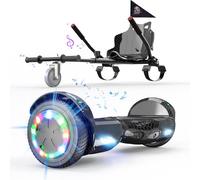 6,5" Hoverboard avec Hoverkart, Skateboard pour Enfants Adultes, Batterie 4Ah, Musique Bluetooth et Lumières LED, Max 15 km/h