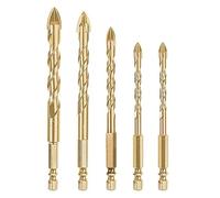 6/6/8/10/12 mm long filetage carbure croix triangle foret pour carrelage, ciment, céramique, mur, verre, tige hexagonale foret doré