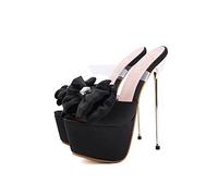 6.69IN Femmes Arc Plate-Forme Bout Ouvert Talons Aiguilles Escarpins Dames Bride À La Cheville Talons Peep Sandales Sexy Pole Dance Strip-Tease Chaussures Chaussures De Cour,Noir,37