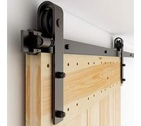 6.6FT/201CM WOLFBIRD kit de quincaillerie pour porte de grange coulissante, accessoires de porte coulissante réglable, utilisé pour une seule porte en bois, facile à installer,Forme en J