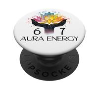 6 7 Aura Energy at 67 Aura Level 67% Six Seven Meme Funny 67 PopSockets PopGrip Adhésif
