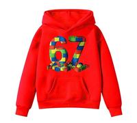 6 7 Meme Jumper,Sweat à Capuche imprimé Dessin animé pour Filles, Manches Longues, Poche, Pull-Over, vêtement d'extérieur décontracté et Sportif pour Enfants (Red, 4-5 Years)