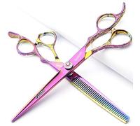 6/7 pouces ciseaux professionnels coupe de cheveux rose modèle ciseaux outils de coiffage japonais en acier inoxydable ciseaux set (7 pouces - 2pc -A)