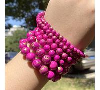 6/8 / 10mm Natural Gold Line Turquoise Perles de Pierre Howlite Rond Perles en Vrac for Bijoux Collier Bricolage Bracelet Accessoires (Color : Rose Red, Item Diameter : 6mm)