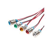 6/8/12/16/19/22mm Metal LED Indicator Light Signal Lamp With Wire 6V 12V 24V 110V 220V red/yellow/blue/green/white NWPNLXEA(Green,8MM_110V-220V)