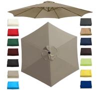 6/8 Baleines Auvent De Rechange Pour Parasol, Housse De Rechange Pour Parasol Ronde De 2.0m/2.7m/3.0m UV50+ Imperméable Tissu De Rechange Pour Parasol De Jardin(Top Color,3.0 m(9.8ft)-6 Arms)