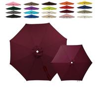 6/8 Baleines Auvent de Remplacement pour Parasol 2m 2.5m 3.0m 4.0m, Toile de Parasol Déporté Remplacement Canopy, Tissu Polyester Résistant UV30+ Housse de Rechange(Burgundy,8-RIBS-11.5FT/3.50m)