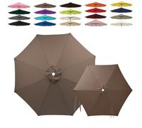 6/8 Baleines Auvent de Remplacement pour Parasol 2m 2.5m 3.0m 4.0m, Toile de Parasol Déporté Remplacement Canopy, Tissu Polyester Résistant UV30+ Housse de Rechange(Light Brown,8-RIBS-9.8FT/3.0m)