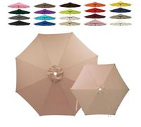 6/8 Baleines Auvent de Remplacement pour Parasol 2m 2.5m 3.0m 4.0m, Toile de Parasol Déporté Remplacement Canopy, Tissu Polyester Résistant UV30+ Housse de Rechange(Champagne,8-RIBS-8.8FT/2.70m)