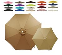 6/8 Baleines Auvent de Remplacement pour Parasol 2m 2.5m 3.0m 4.0m, Toile de Parasol Déporté Remplacement Canopy, Tissu Polyester Résistant UV30+ Housse de Rechange(Khaki,8-RIBS-7.5FT/2.30m)