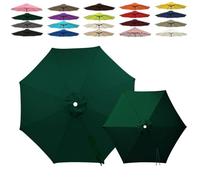 6/8 Baleines Auvent de Remplacement pour Parasol 2m 2.5m 3.0m 4.0m, Toile de Parasol Déporté Remplacement Canopy, Tissu Polyester Résistant UV30+ Housse de Rechange(Dark Green,8-RIBS-6.6FT/2.0m)