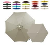 6/8 Baleines Auvent de Remplacement pour Parasol 2m 2.5m 3.0m 4.0m, Toile de Parasol Déporté Remplacement Canopy, Tissu Polyester Résistant UV30+ Housse de Rechange(Light Gray,6-RIBS-6.6FT/2.0m)