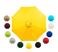 6/8 Baleines Rechange pour parasol de patio, 2,0/2,3/2,5/3,0 M Tissu de Rechange pour Parasol Sun umbrella pour Marché Balcon Terrasse Piscine Résistant à l'eau UV(Yellow,(6Rib)215cm)