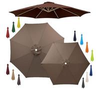 6/8 Baleines Toile de Rechange pour Parasol de Jardin, 2.0/2.3/2.7/3.0/4.0m Auvent de Remplacement Imperméable, Couverture de Parasol Anti-UV pour Terrasse Balcon(Dark Top Color,2.50m/8 Ribs)