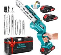 6"+8 Mini Tronconneuse a Batterie Sans Balais Avec Graisseur, Angle Réglable, Tronçonneuse Électrique Compacte Et Puissante De 1000 w Avec Batterie De 4000(2x2000) mAh, équipée de 4 chaînes