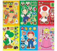 6/8 pièces d'autocollants de puzzle du visage de Super Mario, autocollants créatifs et amusants de collage de personnages de dessin animé, la meilleure décoration d'ambiance pour une fête de vacances
