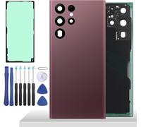 6.8'' Rouge Cache Batterie Pour Samsung Galaxy S22 Ultra 5g Vitre Arrière Avec Lentille,Coque Arrière De Batterie Remplacement Pour Galaxy S22 Ultra 5g + Outil