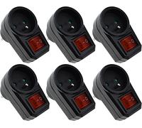 2 Adaptateur de prise avec interrupteur couleur noire 16A 230V 3680W