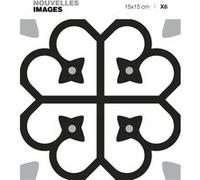 6 adhésifs de carrelage Motif floral Noir et Blan Draeger la carterie Noir, Noir G