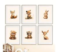 6 Affiches Bébé Animaux Decoration Murale Boho Tableau Chambre Enfant 21x30 Poster Safari Toile Fille Garcon Cadeau SANS CADRE