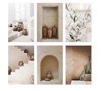 6 Affiches Boho Nature Tableau Decoration Murale Boho Vase Plantes Vertes Poster Mural Terracotta Impression sur Toile Boheme Affiche Deco Chambre Adulte Cadeau Toile 21x30 cm sans Cadre