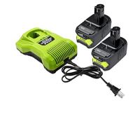 6 Ah, Compatible Avec RYOBI, Batterie 18 V P108, Batterie 18 V One+ Plus, Outils Électriques Lithium-ion 18 V P104 P107 RB18L50 RB18L20 P108(2 battery 1 charger)