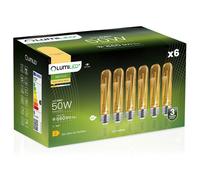 Lumiled Lot de 6 ampoules LED vintage T30 E27 6 W (équivalent à 50 W), 660 lm, tube en verre coloré 2000 K, lumière ambrée, traditionnelle, rétro, à incandescence chaude, filament à 360°