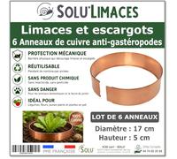 6 Anneaux de Cuivre Anti-Limaces et Escargots SOLU'LIMACES - Ø17 cm - Barrière Physique Réutilisable - Protection des Salades, Fraisiers, Aromatiques, Potager et Fleurs - sans Produit Chimique