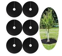 6 Anneaux de Paillis d'arbre Non Tissés, Arbre Paillis de Paillis Noir Rond Mat, Protection des Arbres, Tissu Barrière Contre Les Mauvais, Protection des Racines, Lutter Contre les Mauvaises Herbes
