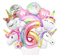 6 Ans Decoration Anniversaire Licorne, Ballon Aluminium Licorne, Géants Ballons Numéro 6, Étoile Arc-en-Ciel Ballon, Fournitures Fête Licorne pour Fille Anniversaire Fête Décorations