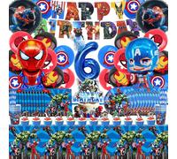 6 Ans Kit F¿ºte Decoration Anniversaire, 101 Pi¿¿Ces Anniversaire Vaisselle 6 Ans, 6 Ans Ballon Aluminium D'anniversaire Deco, Nappe Banni¿¿Re D¿¿Coration Serviette Tasse Assiette Kit