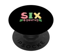 6 ans Saurus Kids Dinosaure pour 6e anniversaire Famille PopSockets PopGrip Adhésif