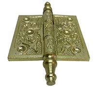 6”- Antique Hardware Depot - Victorian Style Ornate Decorative Antique Old World Hinge, Cast Wrought Iron for Doors, Cabinets Vintage Gold - HG104