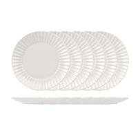 6 Assiettes À Fruits Lotus En Grès Blanc 21 Cm. Assiettes En Forme D'Aile Avec A