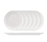 6 Assiettes À Fruits Lotus En Grès Blanc 21 Cm. Assiettes En Forme D'Aile Avec A