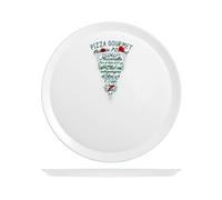 6 Assiettes À Pizza En Opale, Décor Fetta 33,5 Cm Blanc Bormioli Rocco